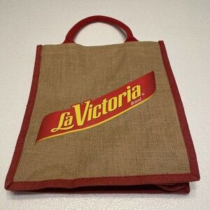 Burlap Tote Bag La Victoria Salsa Mexico 13 x 12 x7.25” New